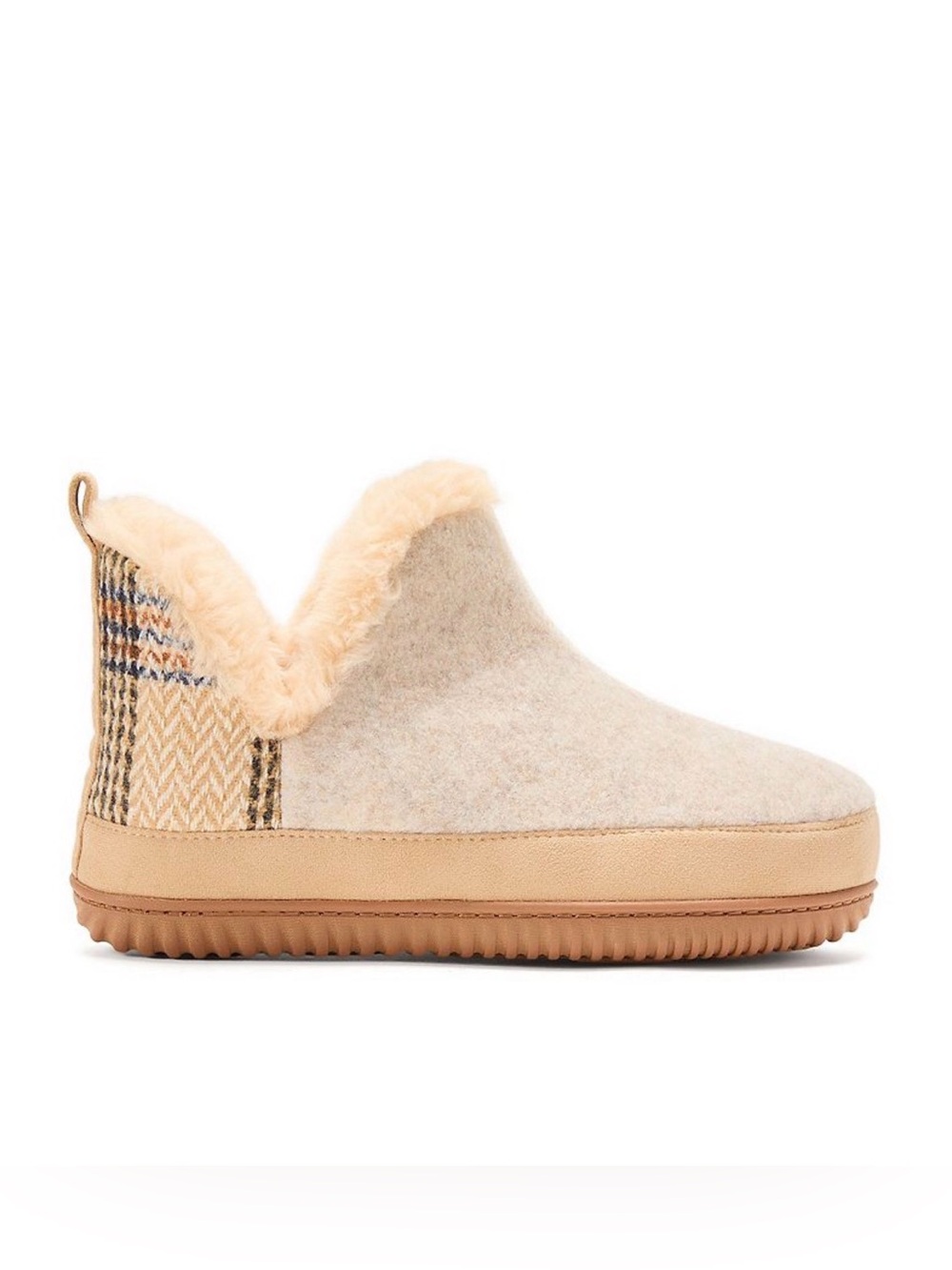 Dearfoams Felted And Plaid Women's Boot Slippers NEW
